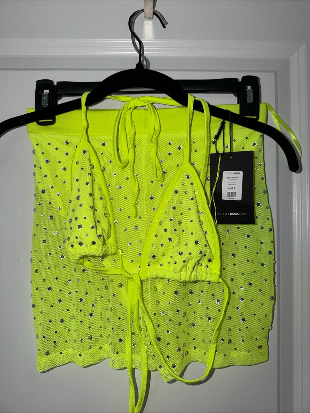 Neon Yellow Rhinestone Sunsuit Set - Picture 2 of 4